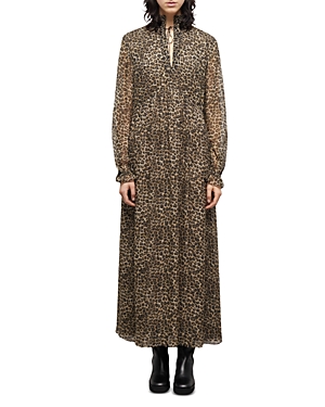 Shop The Kooples Leopard Print Peasant Midi Dress