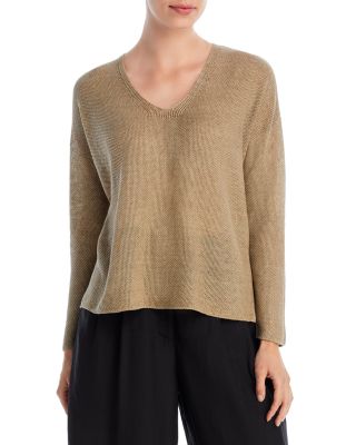 Eileen Fisher Lightweight scoop neck shops brown sweater