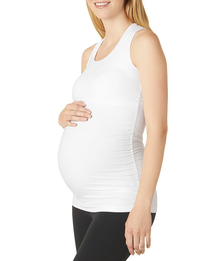 Beyond Yoga Racerback Maternity Tank Top In Cloud White