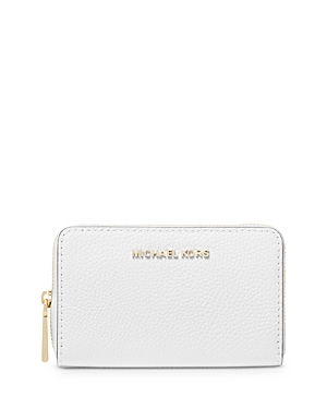 Michael Kors Michael Jet Set Leather Card Case In Optic White