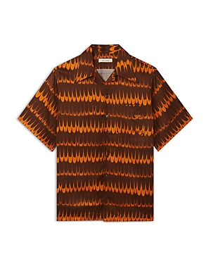 Wales Bonner Geometric-print Short-sleeve Shirt In Brown Orange
