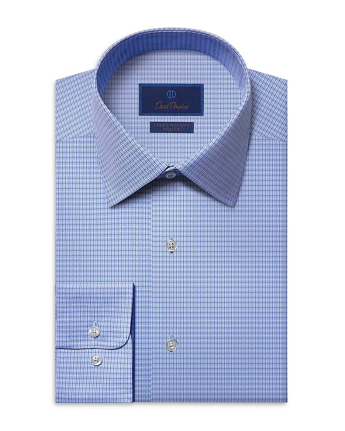 David Donahue Slim Fit Textured Dobby Button Front Dress Shirt ...