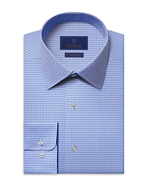 David Donahue Slim Fit Textured Dobby Button Front Dress Shirt