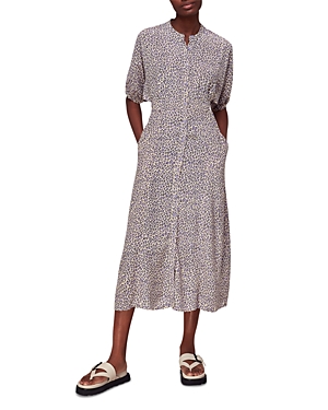 Whistles Womens Dashed Leopard-print Woven Midi Dress In Lilac/multi