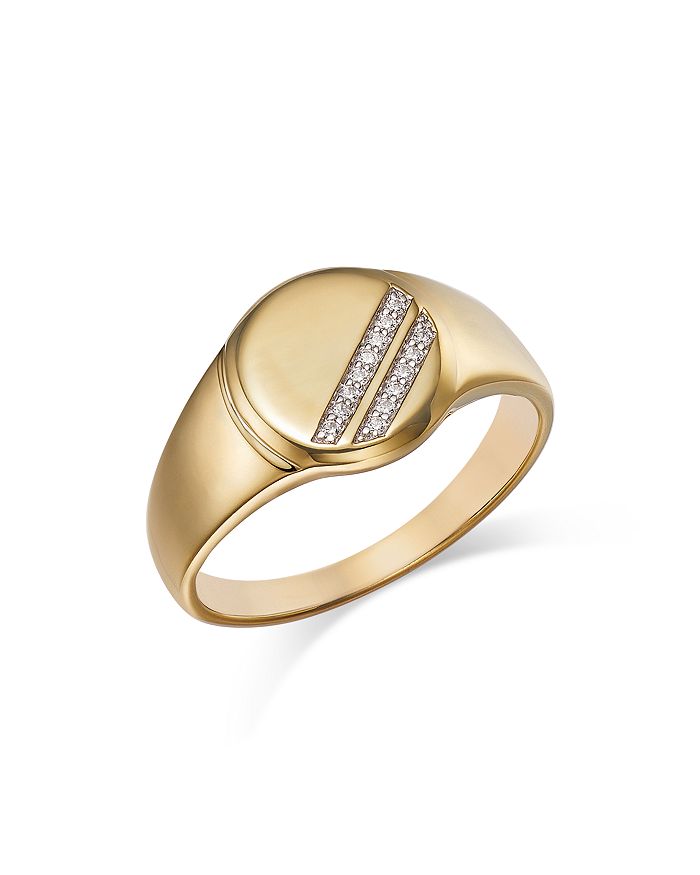 Bloomingdale's Men's Ring in 14K Yellow Gold with Diamond Accents 100 Exclusive