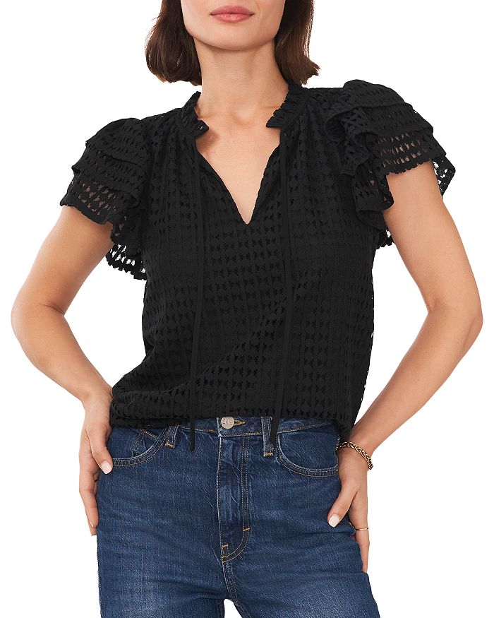 1 state ruffle sleeve top top
