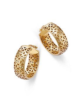 Bloomingdale's - Lattice Huggie Hoop Earrings in 14K Yellow Gold - 100% Exclusive