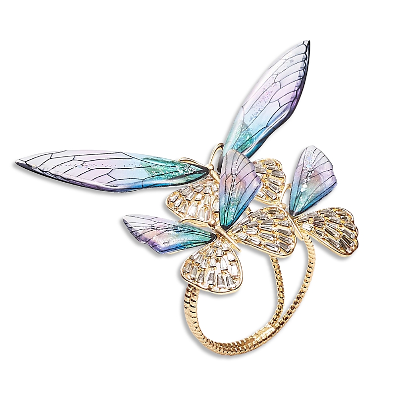 Kim Seybert Flutter Napkin Ring In Lilac & Periwinkle, Set Of 4 In A Gift Box In Blue