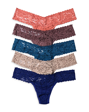 Hanky Panky 5-pack Low-rise Multicolor Lace Thongs In Himalayan