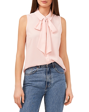 Cece Sleeveless Georgette Bow Blouse In Light Rose
