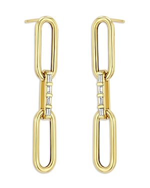 Zoë Chicco Women's Baguette Diamonds 14k Yellow Gold & 0.13 Tcw Diamond Large Paper Clip Chain Earrings In Gold