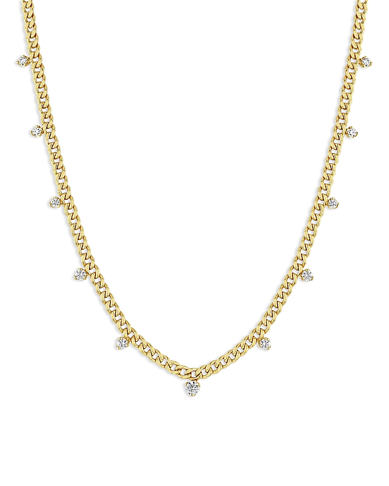 Zoë Chicco Women's Prong Diamonds 14k Yellow Gold & 0.48 Tcw Diamond Small Curb Chain Necklace In Gold/white