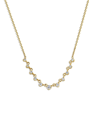Shop Zoë Chicco 14k Yellow Gold Prong Diamonds Graduated Diamond Collar Necklace, 14-16