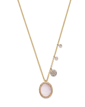 Meira T 14K White & Yellow Gold Morganite & Diamond Halo & Dangle Pendant Necklace, 18