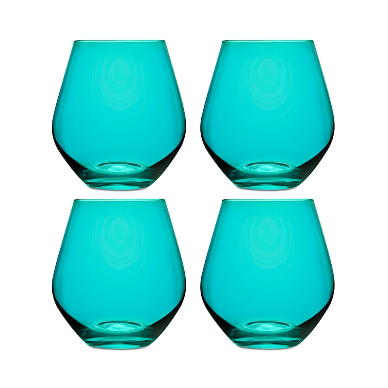 Godinger Meridian Stemless Wine Glasses, Teal - Set Of 4 In Teal