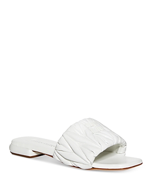 Shop Miu Miu Women's Slip On Dimensional Slide Sandals In Bianco