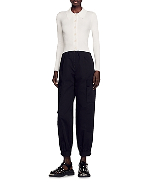 SANDRO OLYMPE COLLARED CARDIGAN SWEATER
