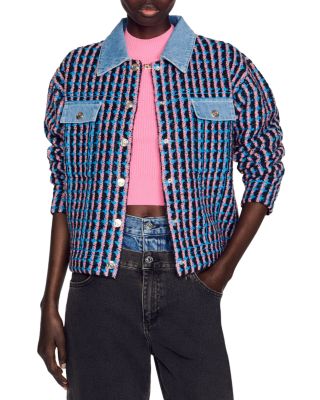 Sandro Gigina Denim Trim Tweed Jacket Bloomingdale's