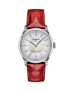 Shop Tissot Chemin Des Tourelles Powermatic 80 Watch, 34mm In Silver/red