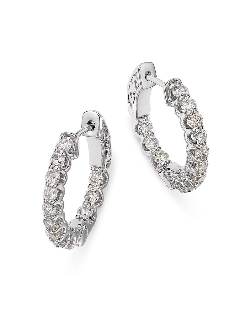 Bloomingdale's Diamond Inside Out Hoop Earring In 14k White Gold, 1.20 Ct. T. W. - Exclusive In White