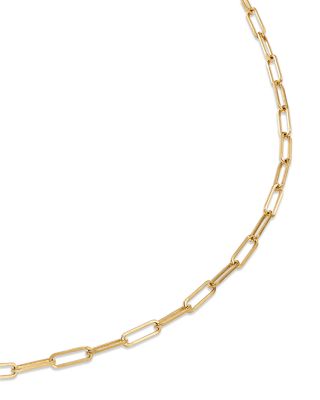 14K Yellow Gold Heavy Metal Small Paperclip Link Chain Necklace, 16"