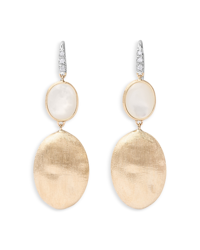 Marco Bicego 18k White & Yellow Gold Siviglia Mother Of Pearl & Diamond Oval Drop Earrings In Yellow, Gold-tone