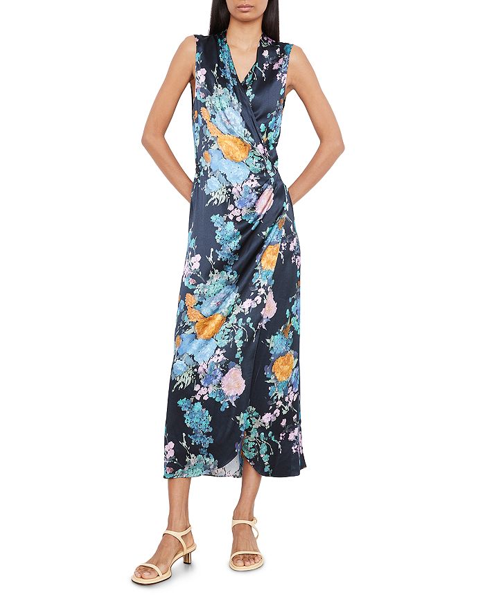 Vince Painted Bouquet Sleeveless Wrap Dress | Bloomingdale's