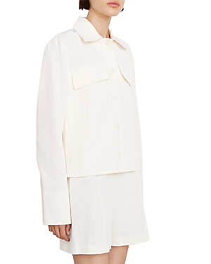 Vince Textured Cotton Blend Shirt Jacket In Bone
