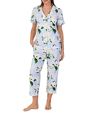 Bedhead Pajamas Short Sleeve Cropped Pajama Set In Magnolia Blossom
