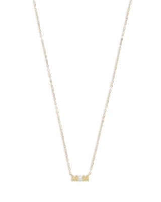 Aqua Cultured Freshwater Pearl Mom Pendant Necklace in 18K Gold Plated Sterling Silver, 15.5-17.5 - Exclusive