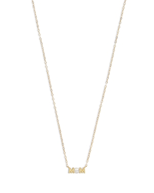 Aqua Cultured Freshwater Pearl Mom Pendant Necklace In 18k Gold Plated Sterling Silver, 15.5-17.5 - 100%