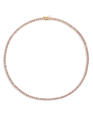 Aqua Tennis Cubic Zirconia All-around Collar Necklace In Sterling Silver Or 18k Gold Plated Sterling Silv In Pink/gold