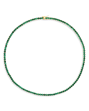 Aqua Tennis Cubic Zirconia All-around Collar Necklace In Sterling Silver Or 18k Gold Plated Sterling Silv In Green/gold