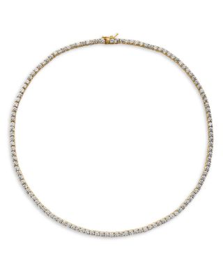 AQUA - Tennis Cubic Zirconia All-Around Collar Necklace in Sterling Silver or 18K Gold Over Sterling Silver, 16" - Exclusive
