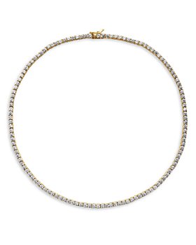 AQUA - Tennis Cubic Zirconia All-Around Collar Necklace in Sterling Silver or 18K Gold Over Sterling Silver, 16" - 100% Exclusive