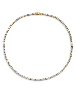 Aqua Tennis Cubic Zirconia All-around Collar Necklace In Sterling Silver Or 18k Gold Plated Sterling Silv In White/gold