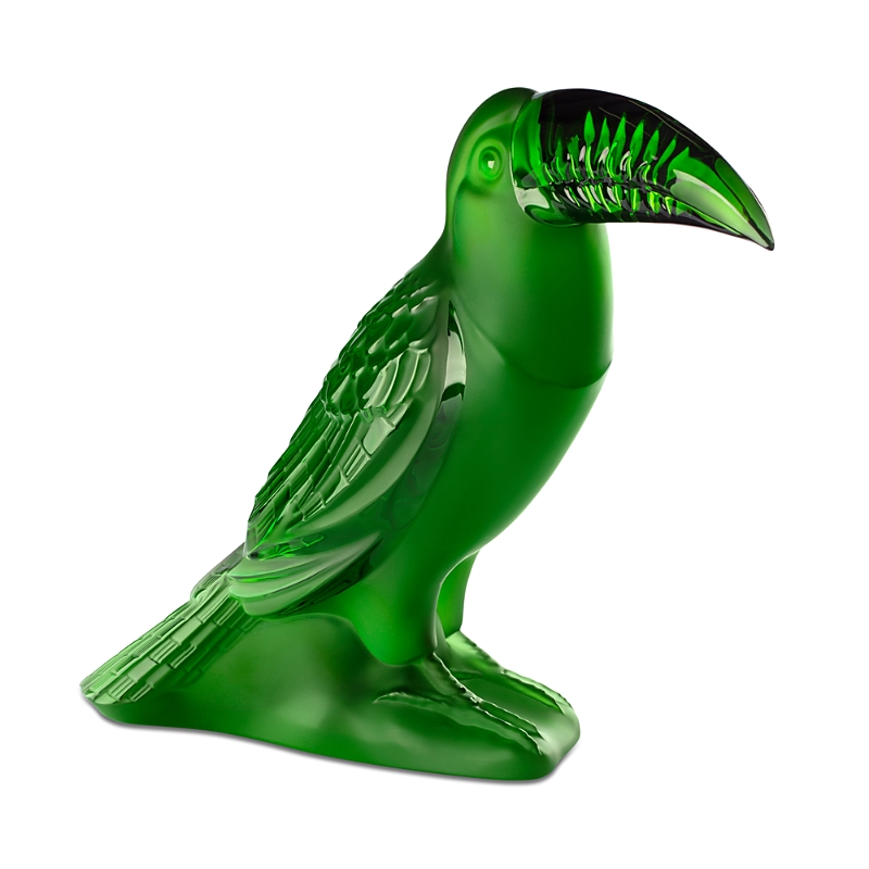 Lalique Toucan Crystal Figure, Green Meadow In Green