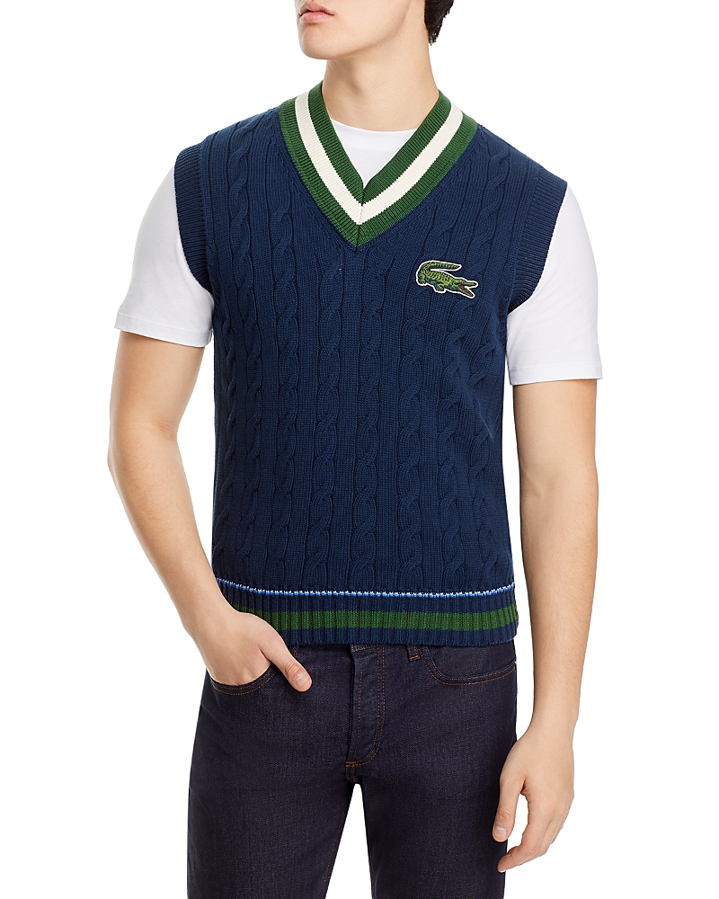 Lacoste Classic Fit Cable Knit Sweater Vest