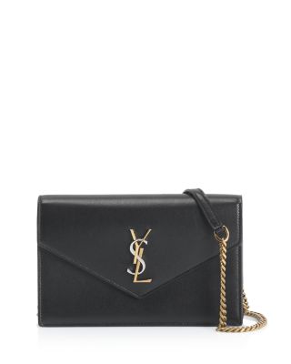 【SAINT LAURENT】cassandre envelope chain wallet Black Cassandre Envelope Chain matelassé textured-leather