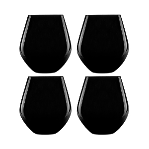 Godinger Meridian Stemless Wine Glasses, Black - Set Of 4 In Black