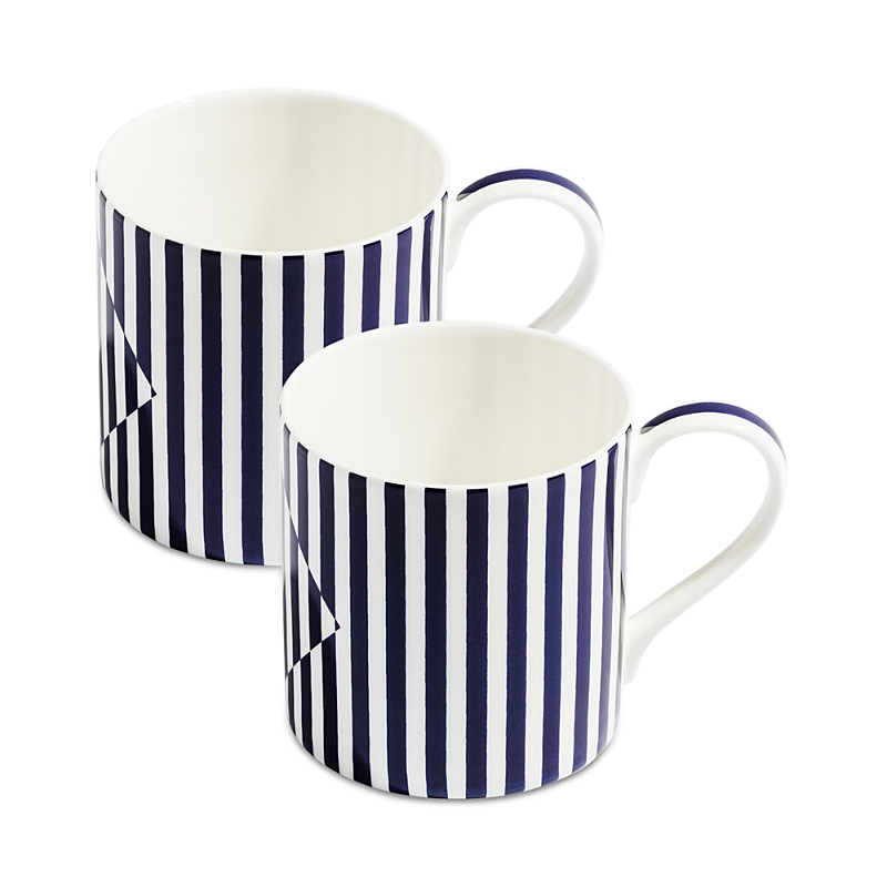 Richard Brendon Superstripe Cobalt Blue Large Mug, Set Of 2 In Blue/white