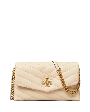 Tory Burch Kira Wallet On Chain In New Cream/rolled Brass