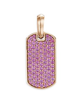 David Yurman - 18K Rose Gold Tag Pendant with Pink Sapphires