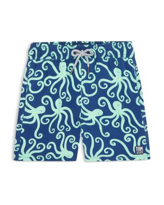 TOM & TEDDY - Boys' Octopus Print Swim Trunks - Little Kid, Big Kid