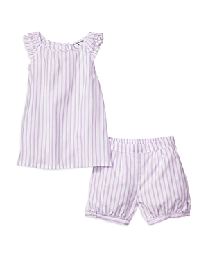 Shop Petite Plume Girls' Lavender French Ticking Amelie Short Set - Baby, Little Kid, Big Kid In Purple