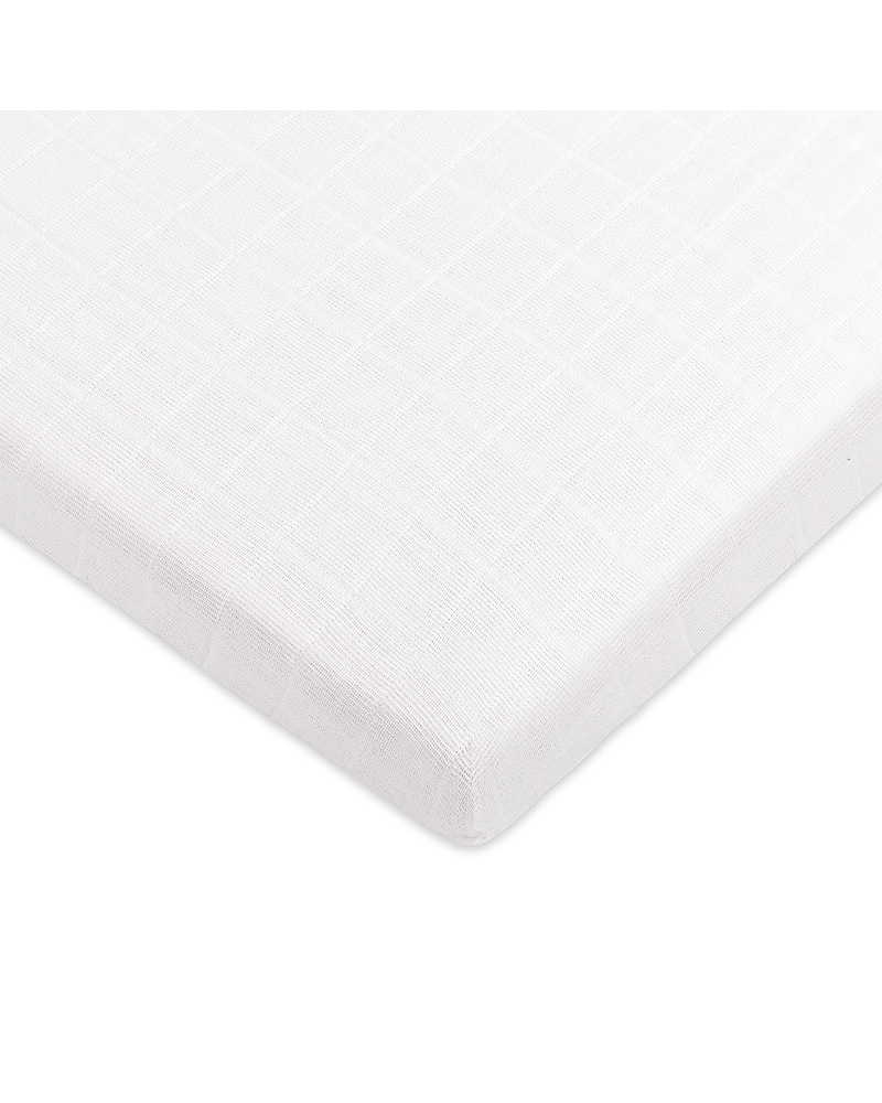 Babyletto All Stages Midi Crib Sheet In Gots Certified Organic Muslin Cotton In White