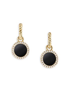 David Yurman - Petite 18K Gold DY Elements® Black Onyx & Pavé Diamonds Drop Earrings 