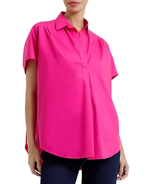 French Connection Rhodes Popover Poplin Shirt In Wild Rosa