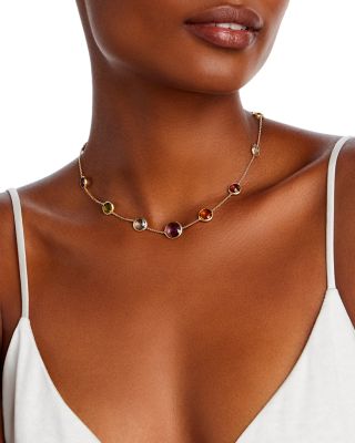 18K Yellow Gold Jaipur Multi Gemstone Necklace, 18" + 1.5" extender