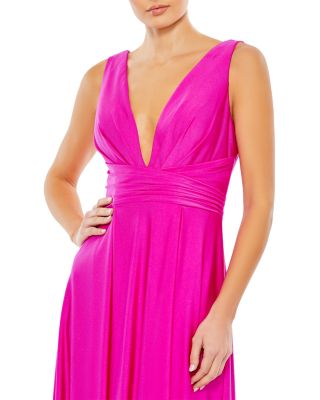Jersey Plunge Neck Evening Gown